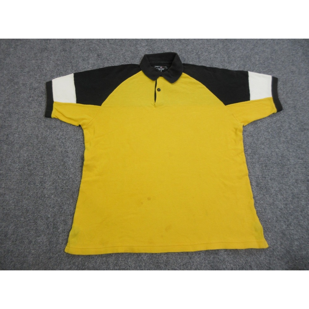 Polo Sport Ralph Lauren Polo Shirt Mens‎ S Yellow Black Colorblock Cotton Knit